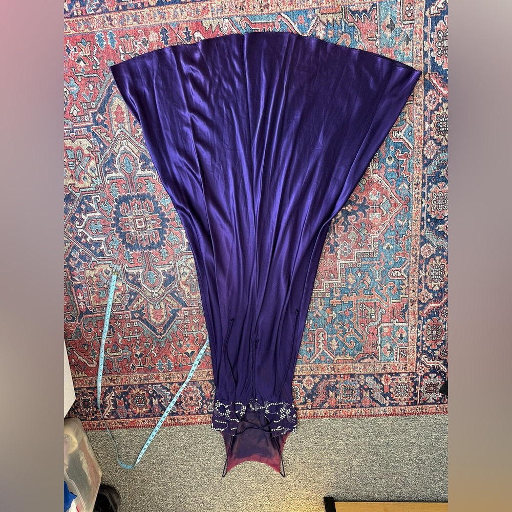 Morgan and Co. Vintage Y2K Purple Prom Maxi Dress Satin Corset 2000s Sz Small - Picture 5 of 8